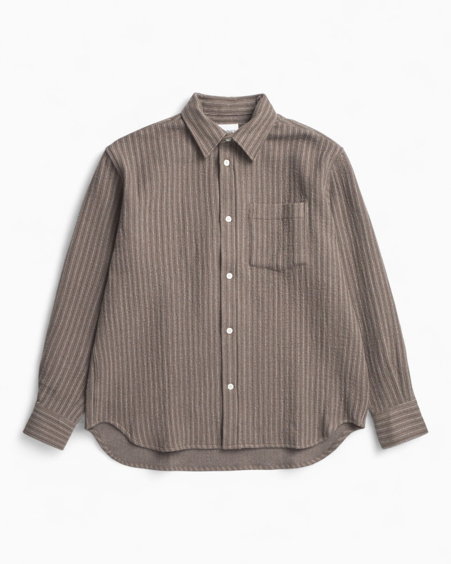 Norse Projects Ole Oversized Wool Stripe Erkek Gömlek Seal Brown