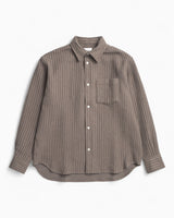 Norse Projects Ole Oversized Wool Stripe Erkek Gömlek Seal Brown