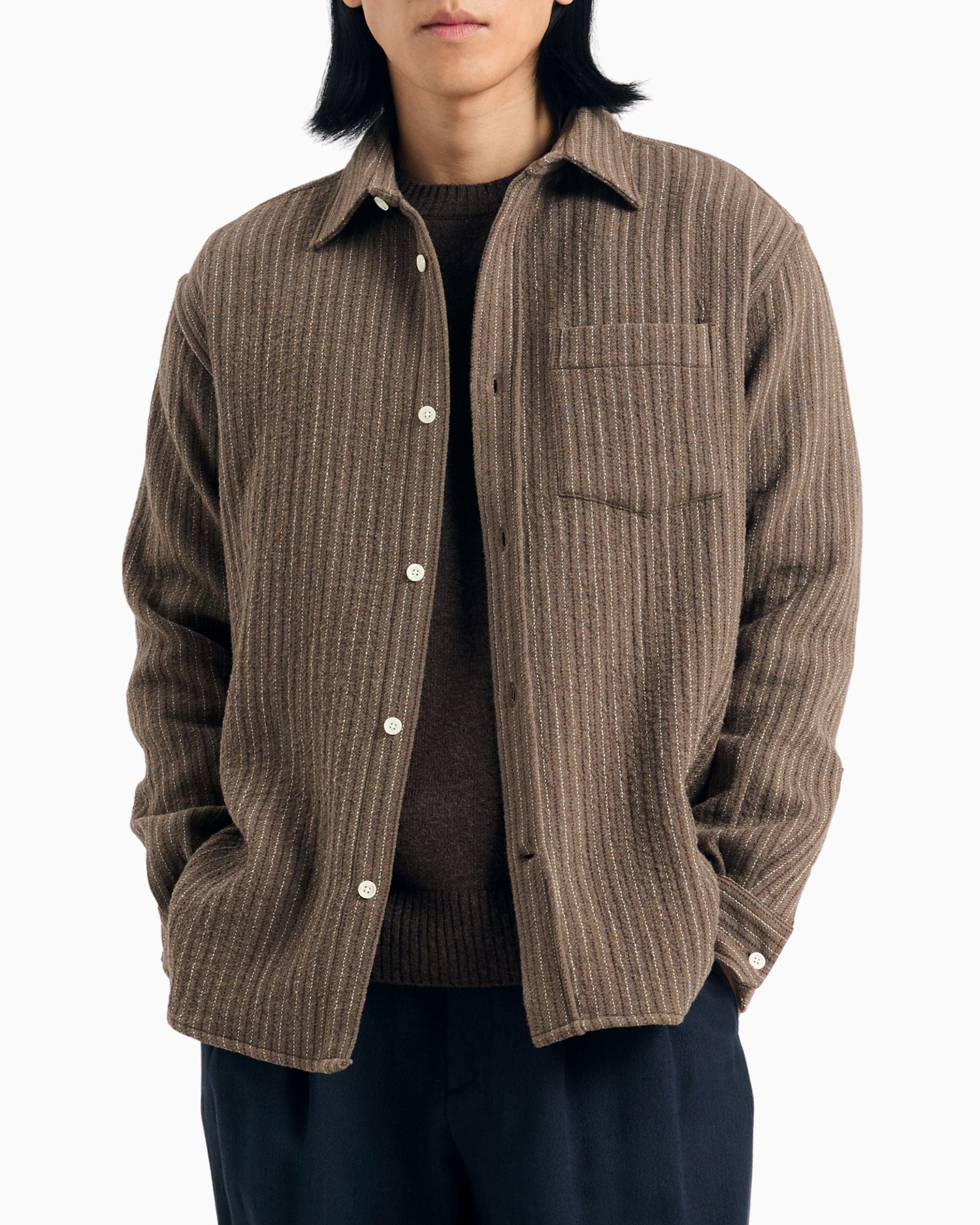 Norse Projects Ole Oversized Wool Stripe Erkek Gömlek