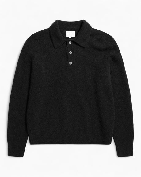 Norse Projects Rasmus Relaxed Brushed Erkek Polo Kazak Black