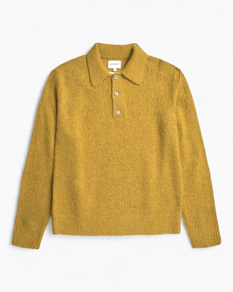 Norse Projects Rasmus Relaxed Brushed Erkek Polo Kazak Warm Yellow