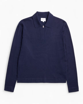 Norse Projects Tech Merino Crepe Erkek Polo Kazak Dark Navy
