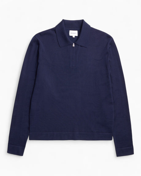 Norse Projects Tech Merino Crepe Erkek Polo Kazak Dark Navy