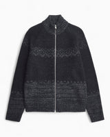 Norse Projects Ulf Full Zip Fairisle Cardigan Dark Grey Melange