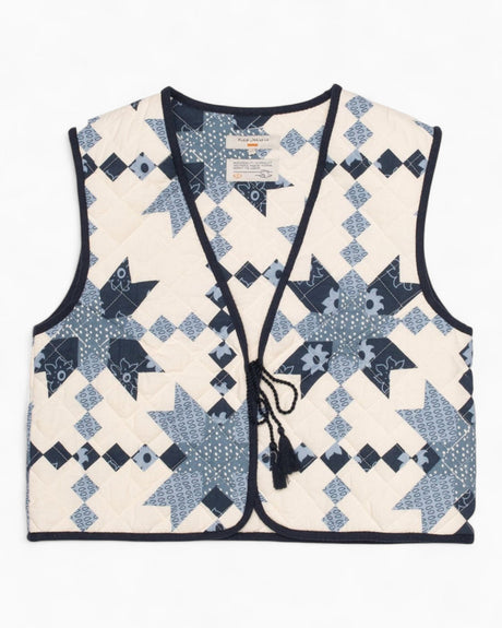 Nudie Jeans Lill Quilted Cotton Kadın Yelek Offwhite/Blue