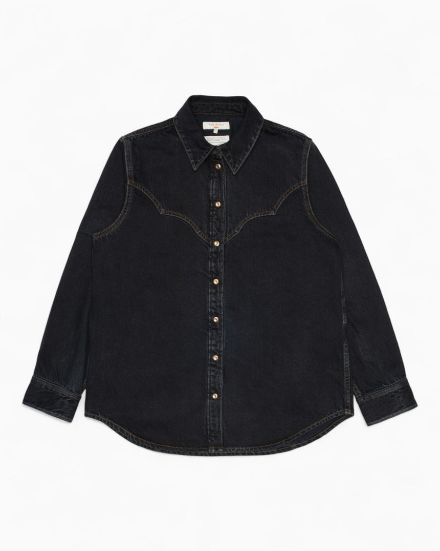 Nudie Jeans Lotta Western Denim Shirt Black