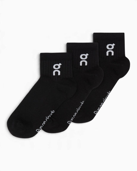 On Logo Sock Mid 3'lü Çorap Black