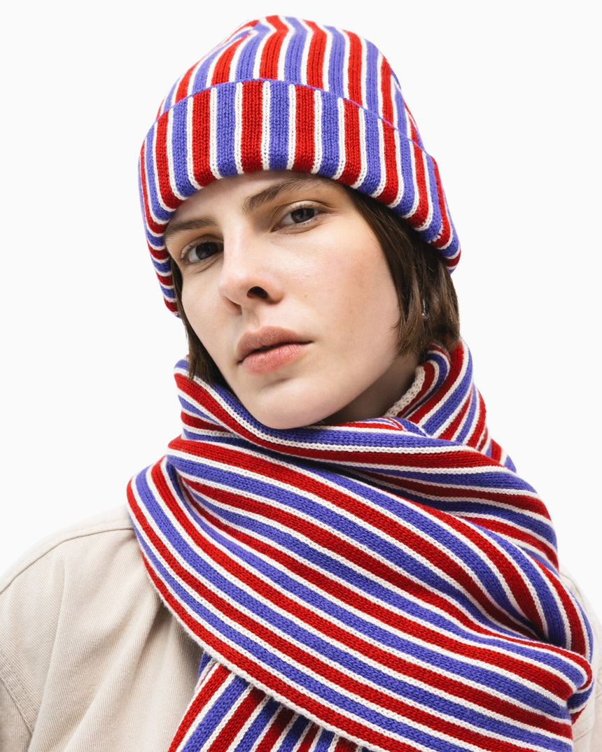 PEMY Cherry Çizgili Triko Bere