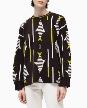 PEMY Fish Oversize Triko Kazak Black/Yellow/White