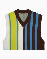 PEMY Forest V Yaka Süveter Brown/Blue/Yellow