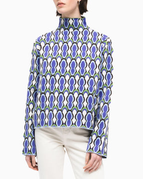 PEMY Oyster Dik Yaka Triko Kazak Purple/White/Green