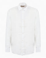 Peninsula Spiaggia Bianca Keten Erkek Gömlek Beyaz