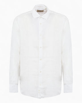 Peninsula Spiaggia Bianca Keten Erkek Gömlek Beyaz