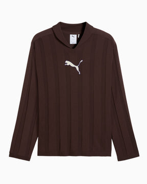 PUMA T7 Relaxed Long Sleeve Erkek Polo T-Shirt Chocolate Brown