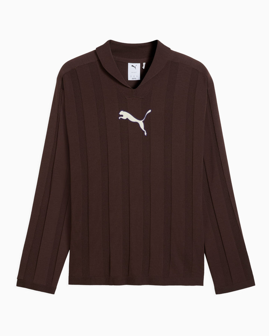 PUMA T7 Relaxed Long Sleeve Erkek Polo T-Shirt Chocolate Brown
