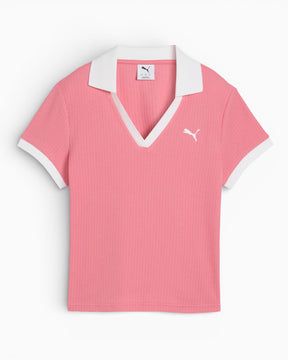 PUMA Wardrobe Essential Kadın Polo T-Shirt Wild Pink