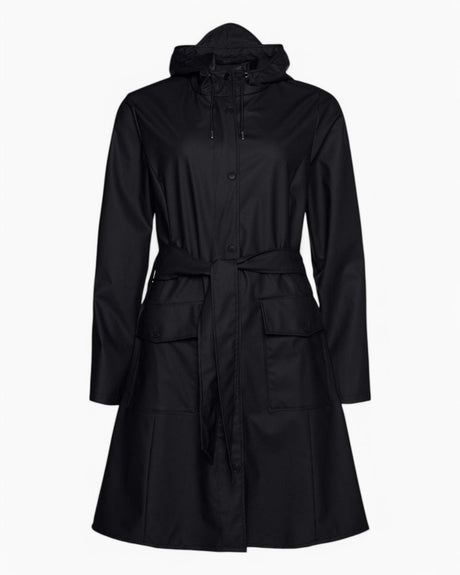 Rains Curve Long Jacket Black