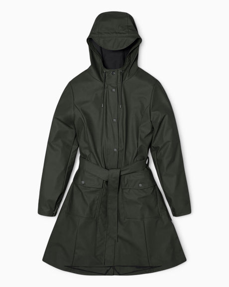 Rains Curve Long Jacket Green