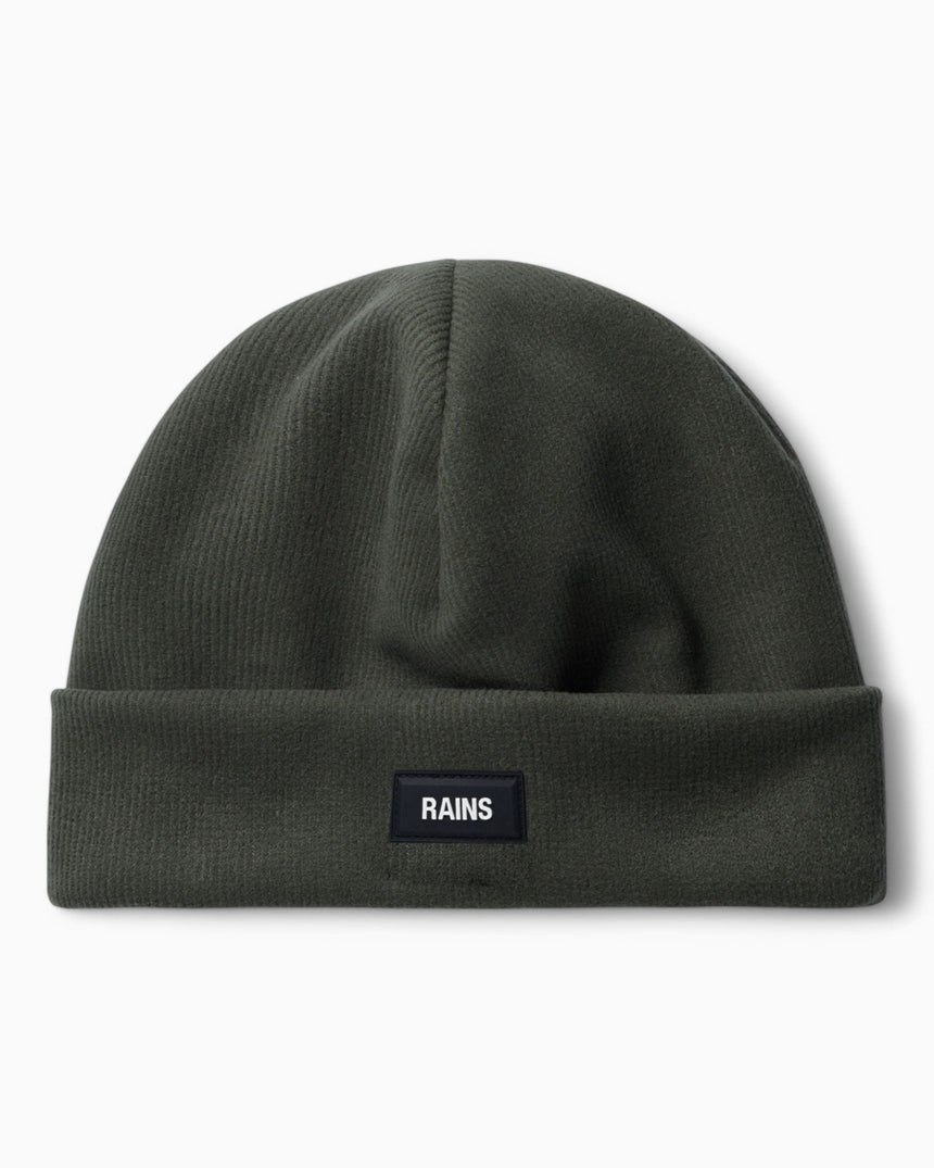 Rains Ribbed Fleece Beanie Green