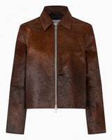 Samsøe Samsøe Salylo Leather Jacket Dark Brown Dip-Dye