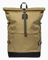 Sandqvist Icon Rolltop Sırt Çantası L Olive Drab with Black Leather