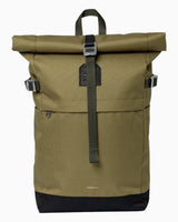 Sandqvist Icon Rolltop Sırt Çantası M Olive Drab with Black Leather