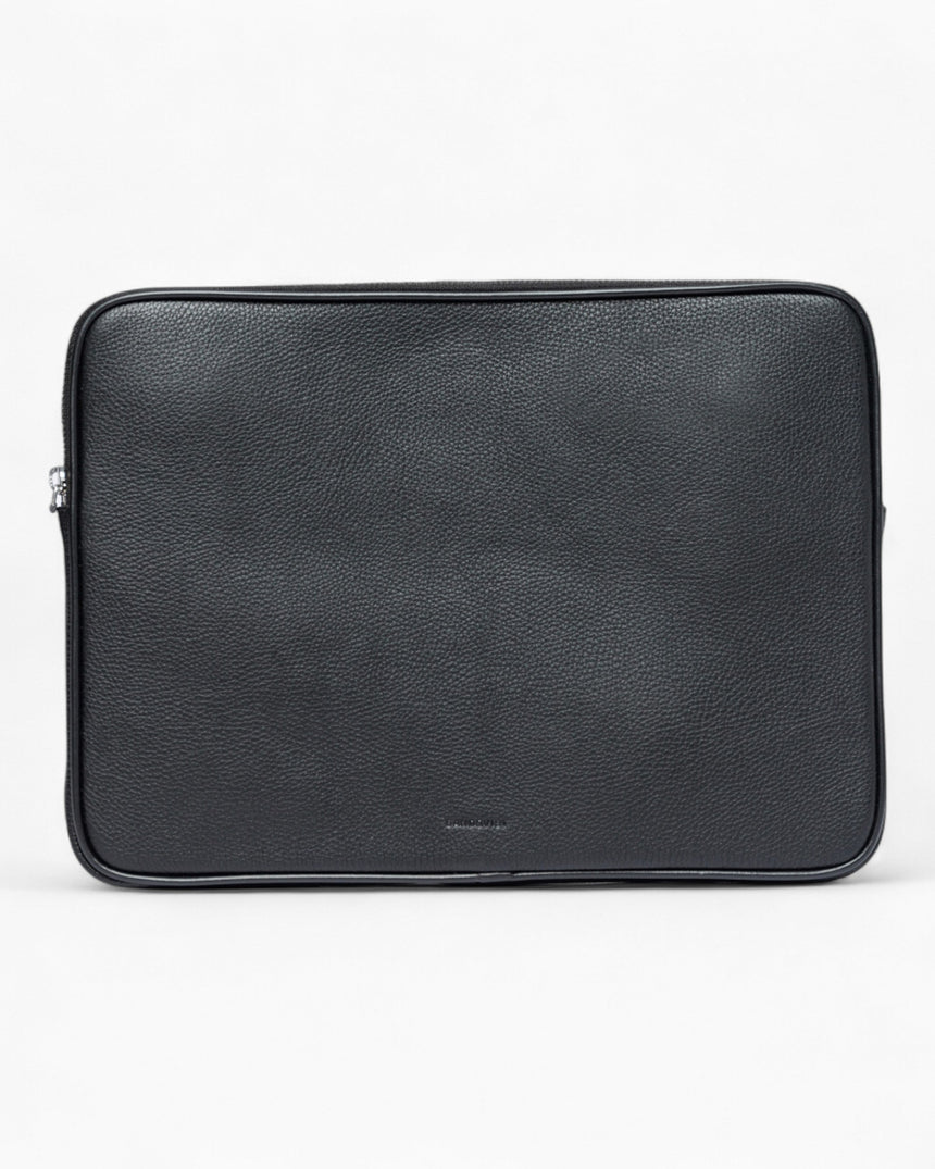 Sandqvist Leather Laptop Case Piping Black