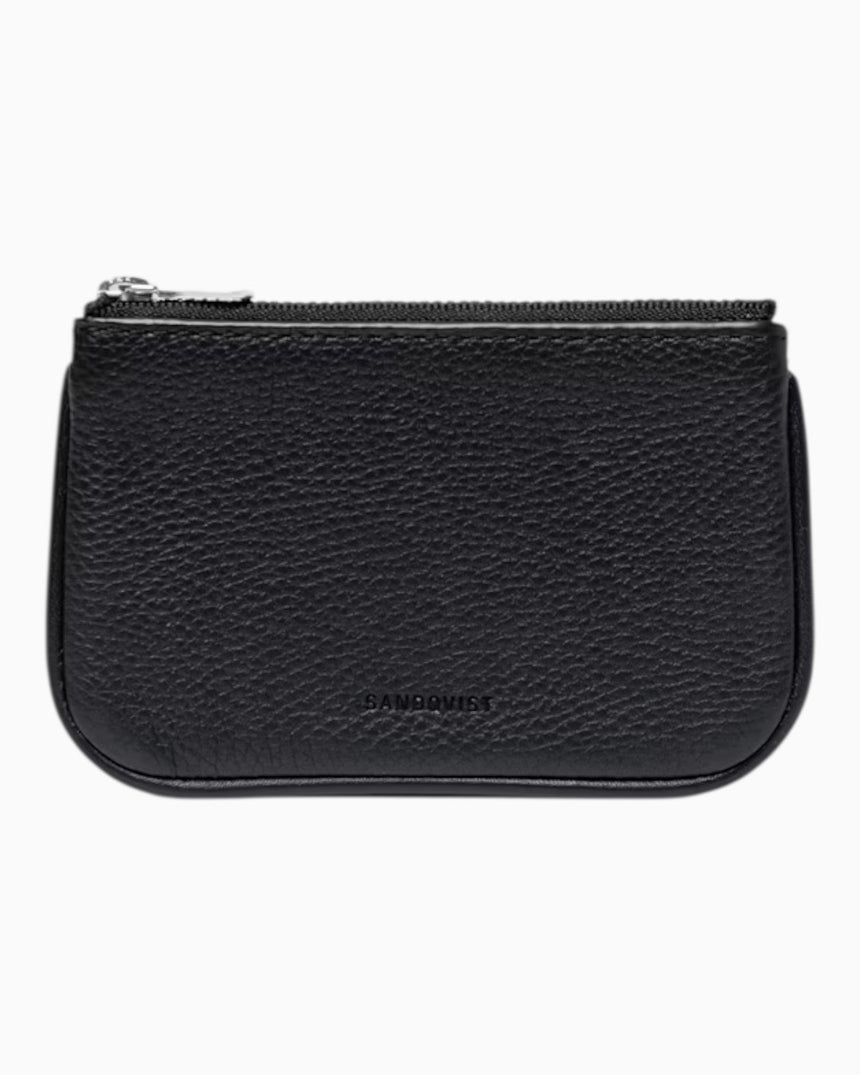 Sandqvist Leather Zip Wallet Piping Black