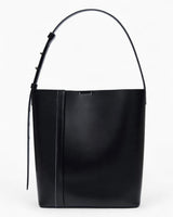 SAYÉS Large Tote Plissé Deri Kadın Omuz Çantası Black