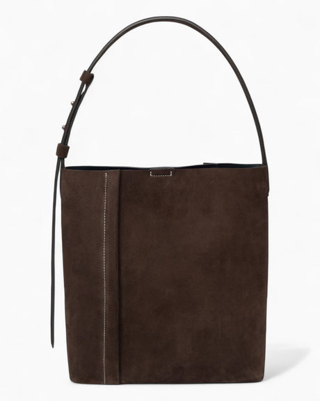 SAYÉS Large Tote Plissé Suede Kadın Omuz Çantası Dark Brown