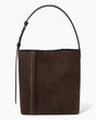 SAYÉS Large Tote Plissé Suede Kadın Omuz Çantası Dark Brown