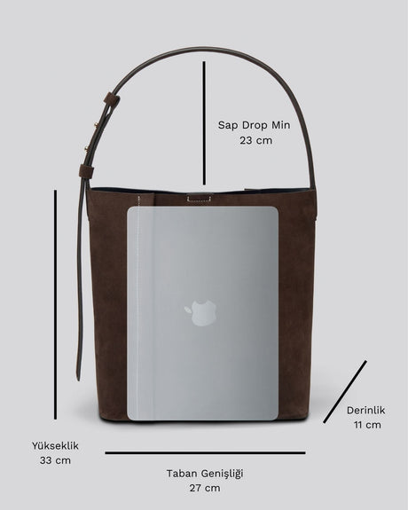 SAYÉS Large Tote Plissé Suede Kadın Omuz Çantası
