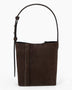 SAYÉS Medium Tote Plissé Suede Kadın Omuz Çantası Dark Brown