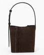 SAYÉS Medium Tote Plissé Suede Kadın Omuz Çantası Dark Brown