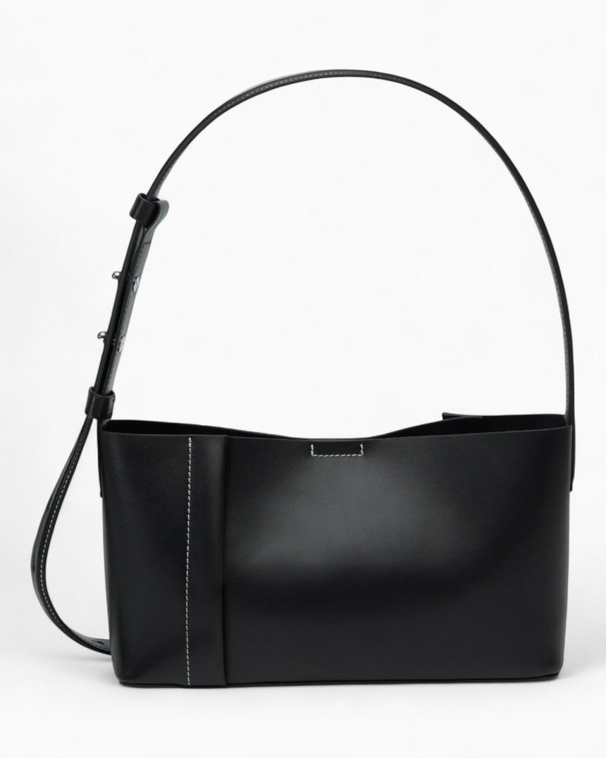 SAYÉS Small Tote Plissé Deri Kadın Omuz Çantası Black