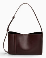 SAYÉS Small Tote Plissé Deri Kadın Omuz Çantası Burgundy