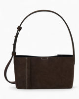SAYÉS Small Tote Plissé Suede Kadın Omuz Çantası Dark Brown