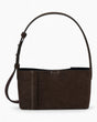 SAYÉS Small Tote Plissé Suede Kadın Omuz Çantası Dark Brown