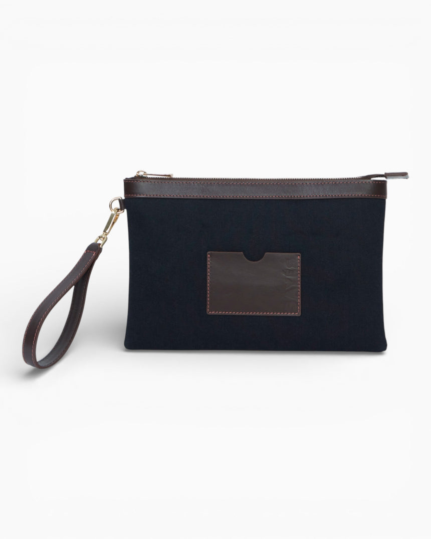 SAYÉS Stitched Clutch Kadın El Çantası Navy and Brown
