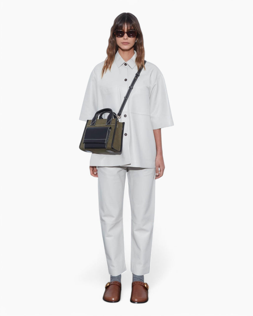 SAYÉS Stitched Pocket Mini Kadın Omuz Çantası Khaki and Black