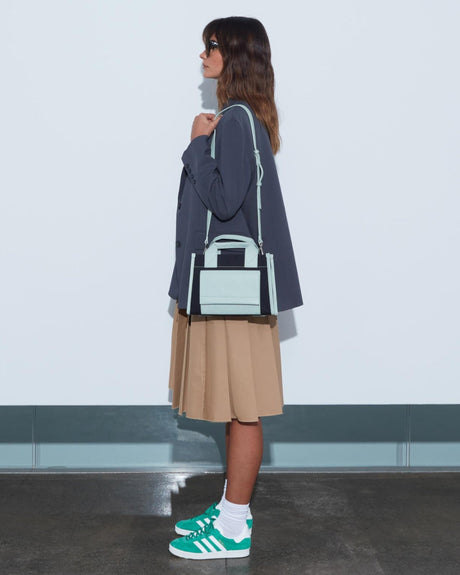 SAYÉS Stitched Pocket Mini Kadın Omuz Çantası Navy and Sea Green
