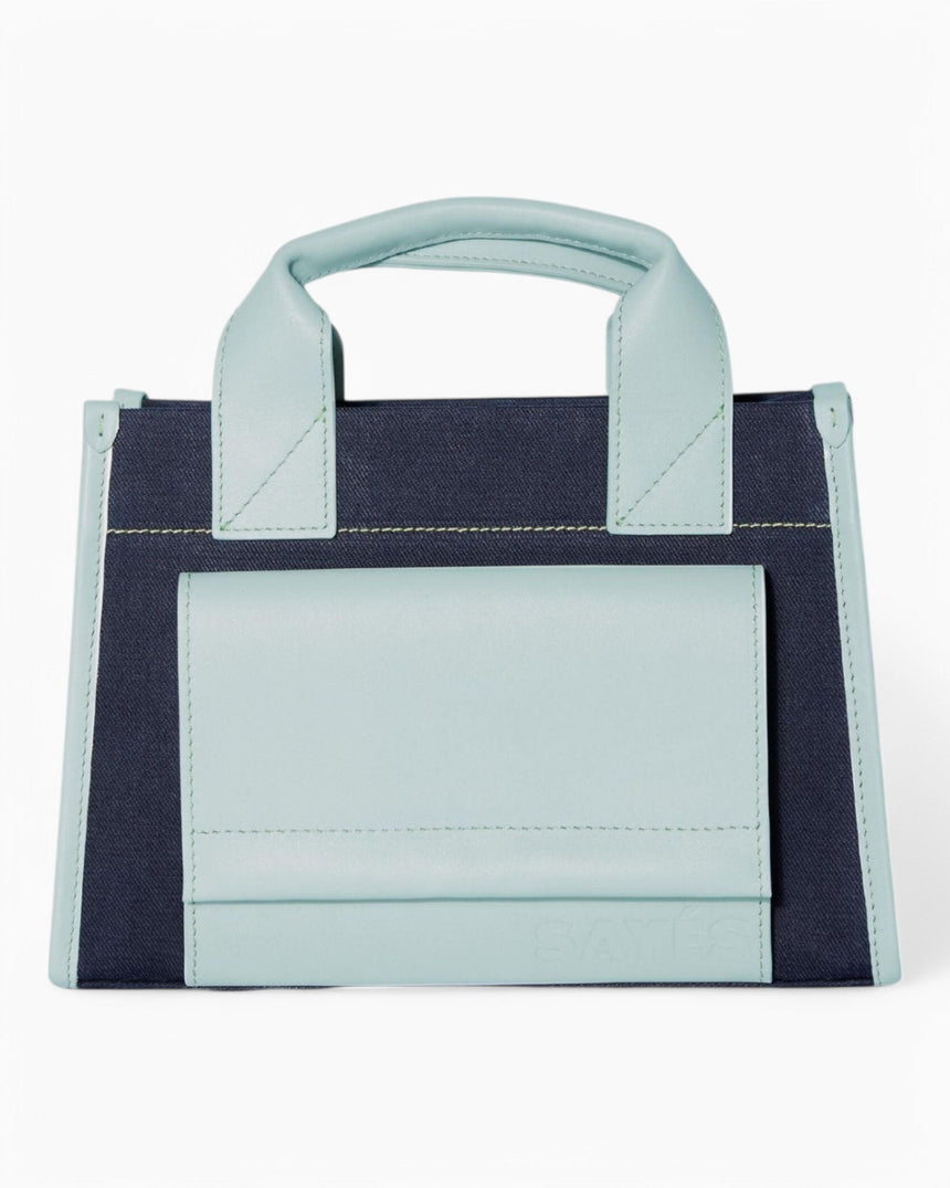SAYÉS Stitched Pocket Mini Kadın Omuz Çantası Navy and Sea Green