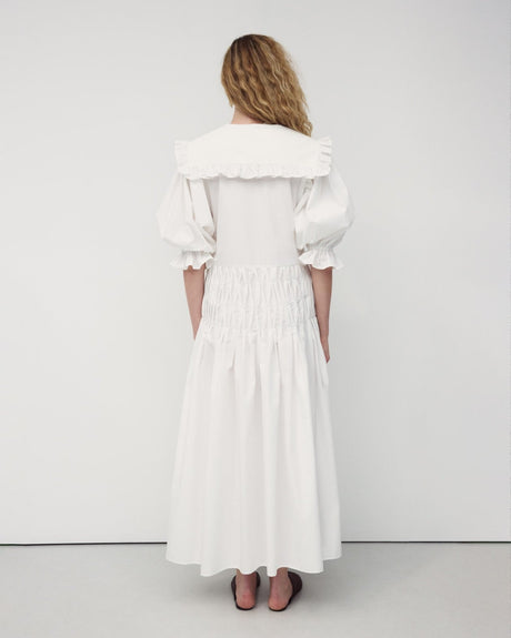 Sculpture Nervür İşlemeli Poplin Kadın Elbise White