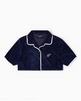 Soon To Be Announced S Logo Crop Terry Bowling Kadın Gömlek Navy