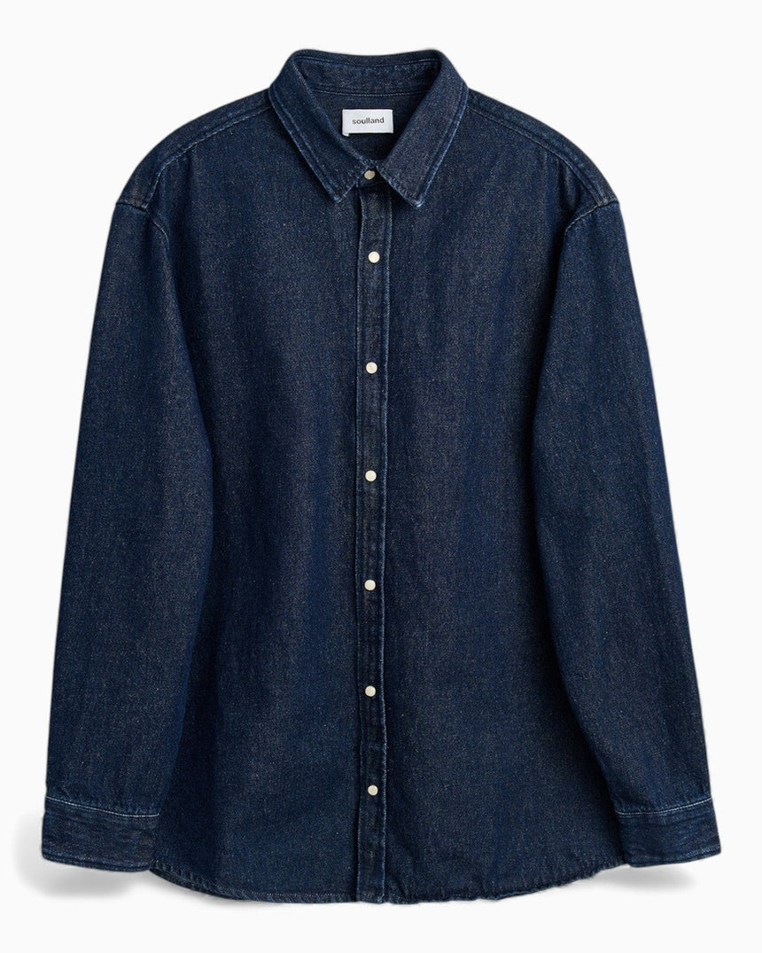 Soulland Damon Relaxed Fit Overshirt Light Blue