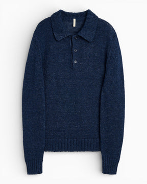 Sunflower Linen Polo Erkek Kazak Navy