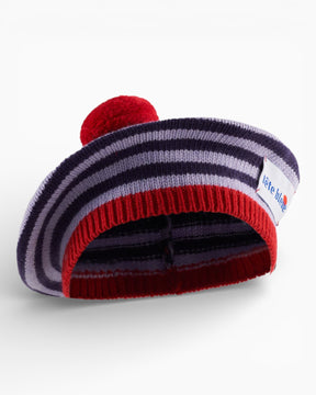 tête bleue Clement Striped Cashmere Blend French Beret Lilac