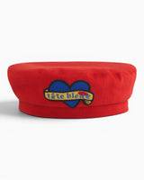tête bleue Coeur Canvas French Beret Red