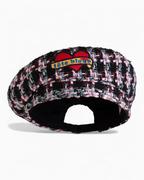 tête bleue Coeur Tweed French Beret Pink