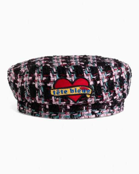 tête bleue Coeur Tweed French Beret Pink